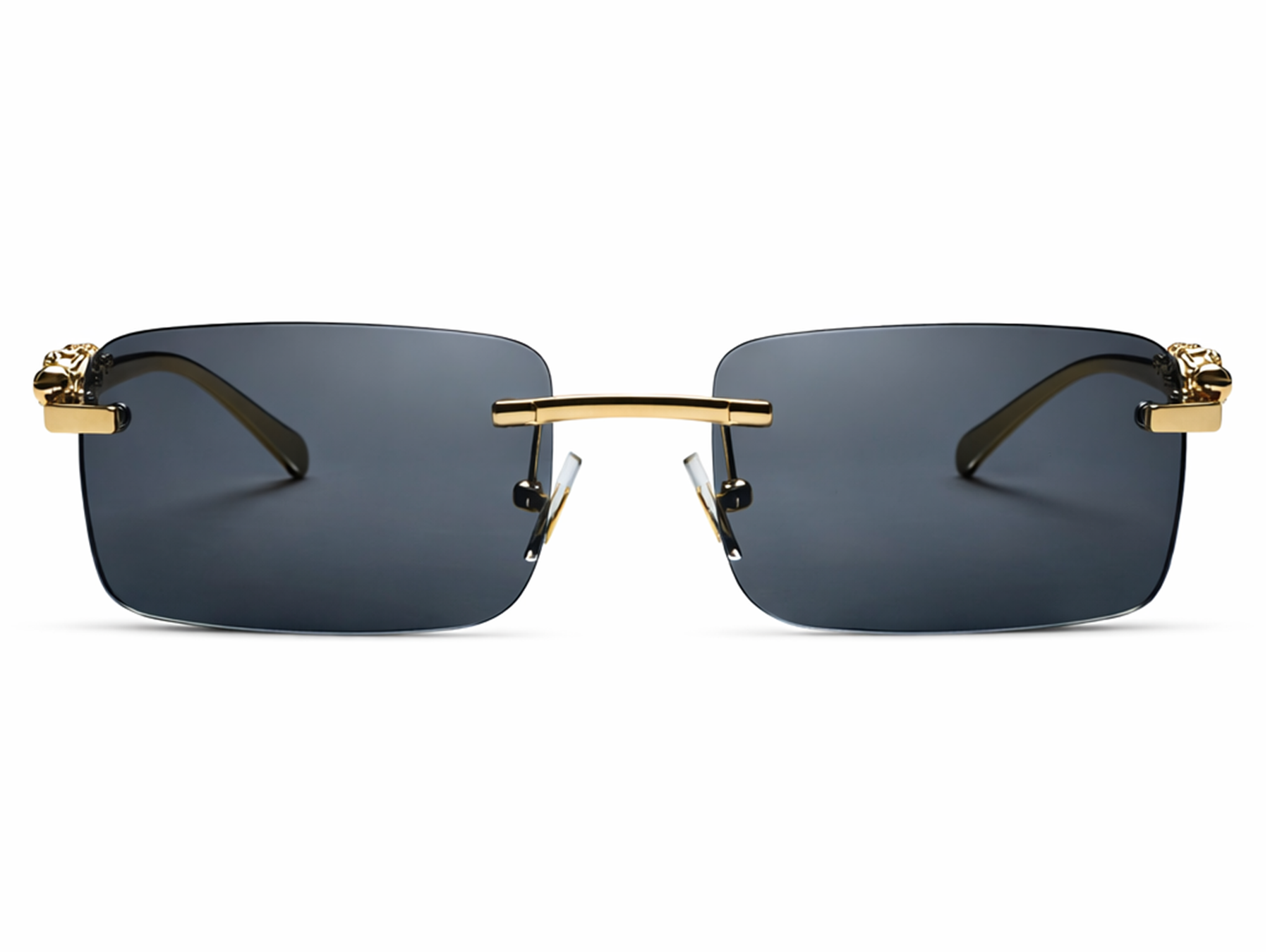 Rimless Sunglasses Black Wide Rectangle Rimless Tinted Sunglasses with Medium  main image 4